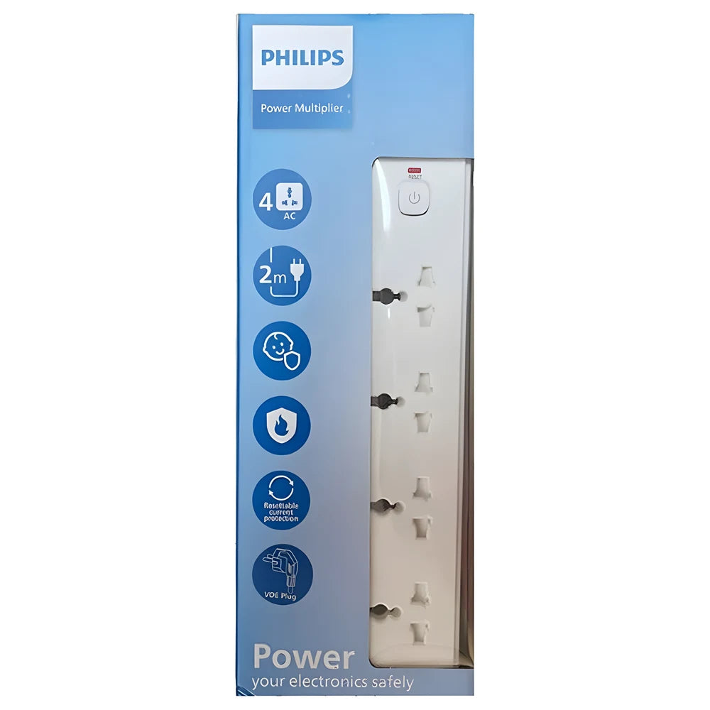 Power Strip 4 AC 2m White - Philips