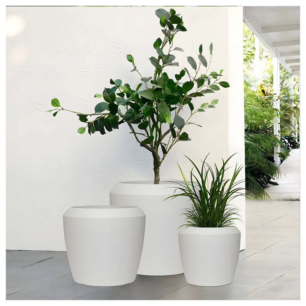 Linford Low Round Planter Cement Grey