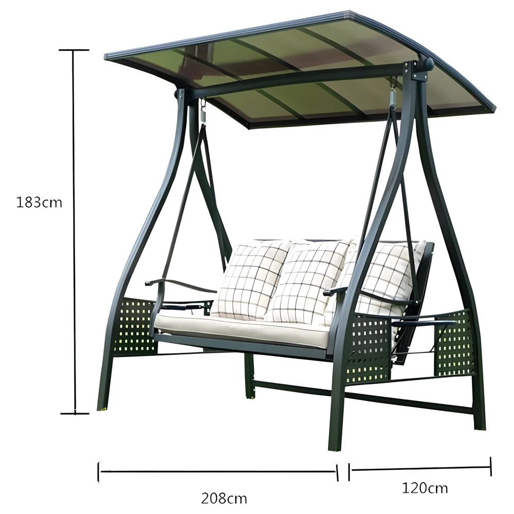 3-Seat Swing with Solar LED Roof