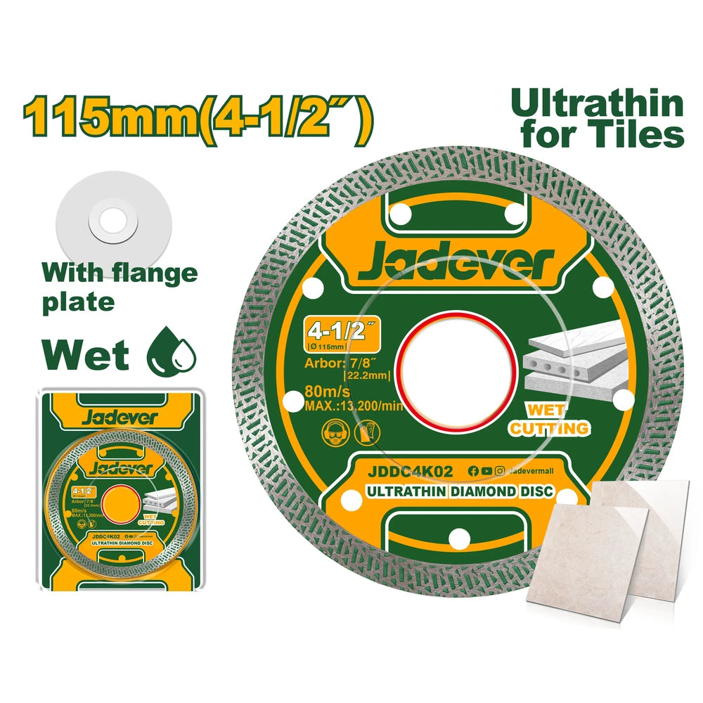 Ultrathin Diamond Disc 4-1/2" 22.2mm - JADEVER