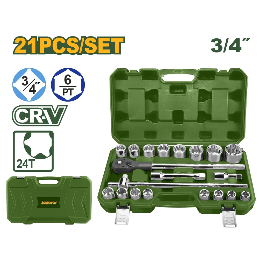 21 Pcs 3/4" Socket Set - JADEVER