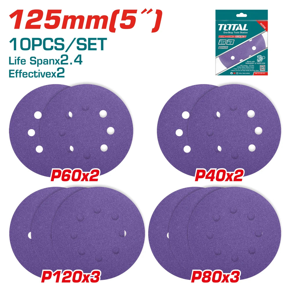 Purple Sanding Disc 125mm - TOTAL