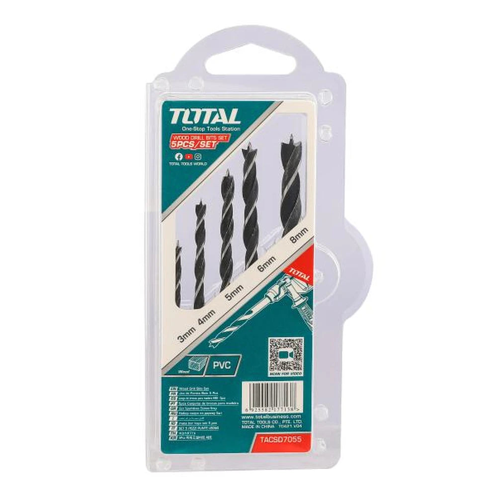 5 Pcs Wood Drill Bits Set 3X61,4X75,5X86,6X93,8X117 - TOTAL