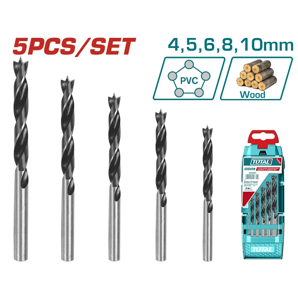 5 Pcs Wood Drill Bits Set - TOTAL