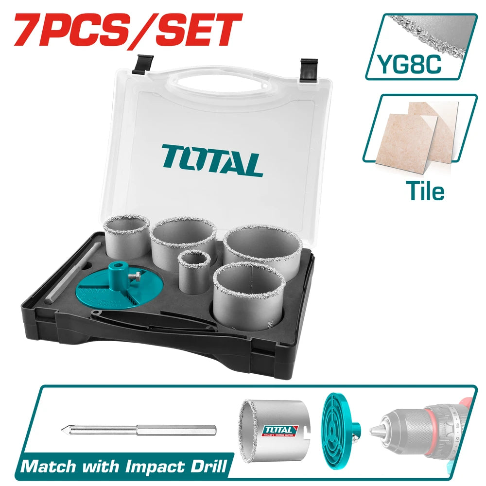 7 Pcs Carbide Gritted Hole Saw Set - TOTAL