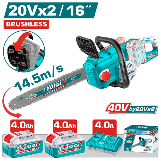 Cordless Chain Saw 40V(20V+20V) with Battery - TOTAL