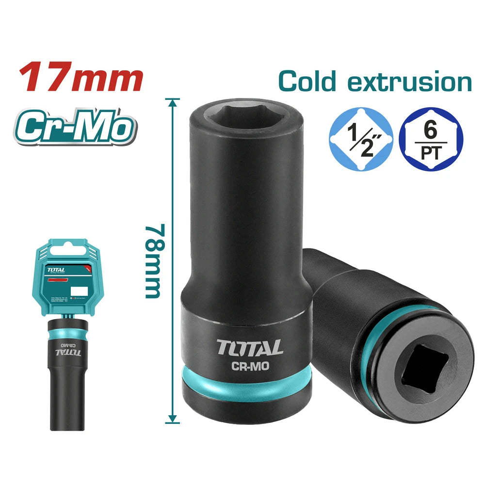 1/2"DR. Deep Impact Socket 17mm - TOTAL