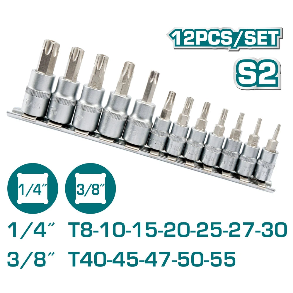 12 Pcs Torx Bit Socket Set - TOTAL