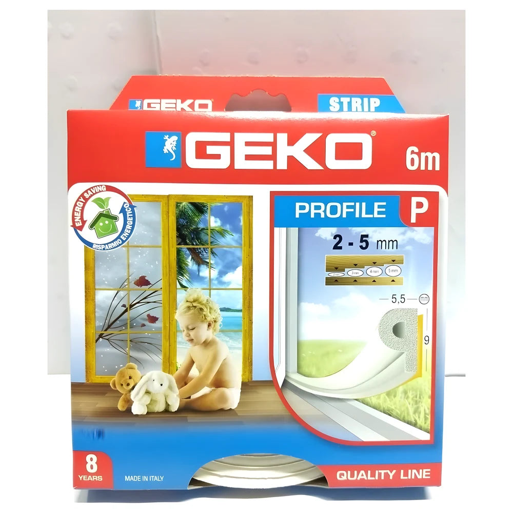 Door & Window Weather Strip 6m White - Geko