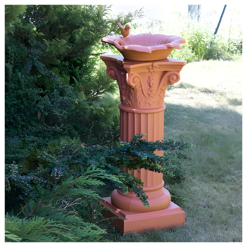 Large Leaf Bird Bath Terracotta
