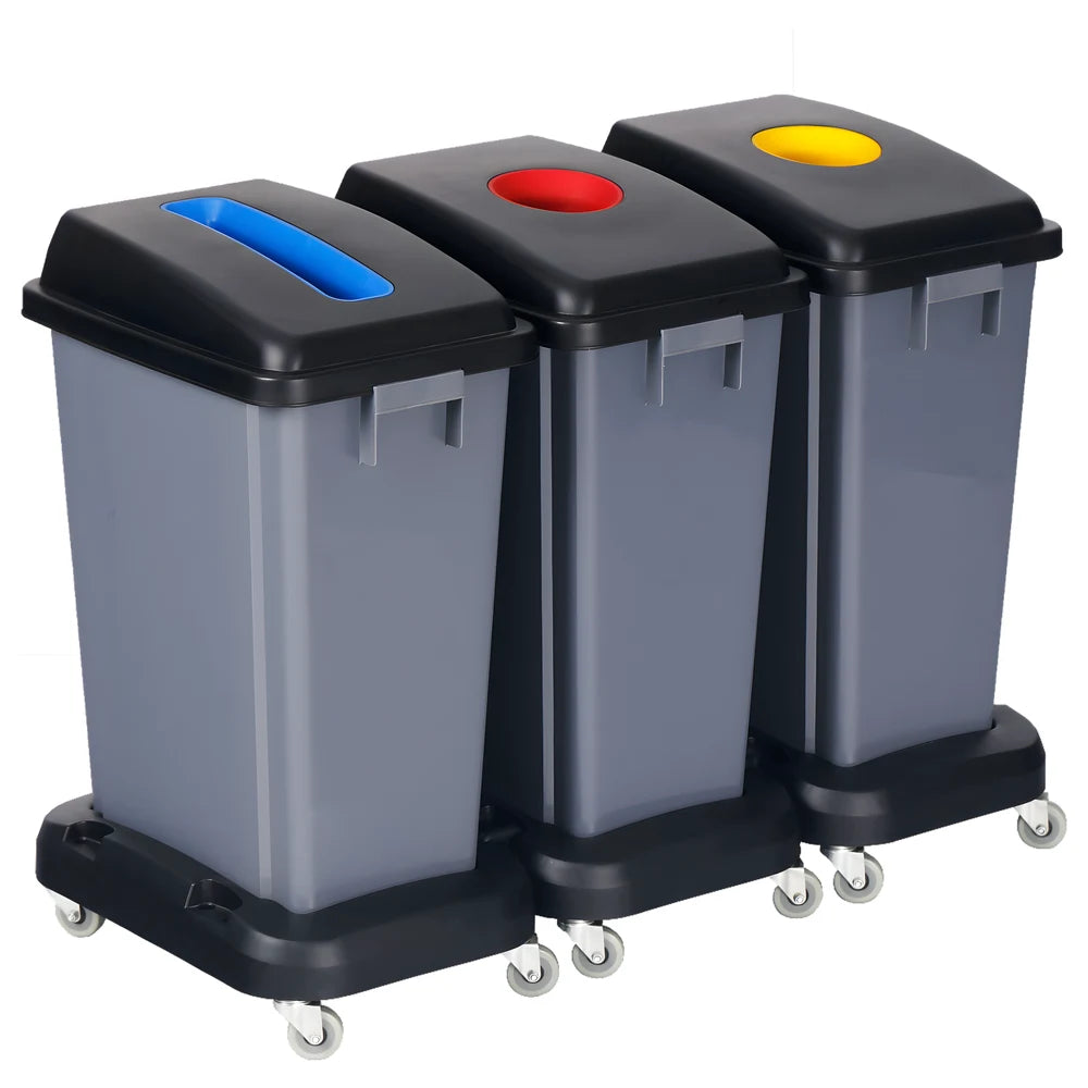 3-Compartment Recycle Bin Set