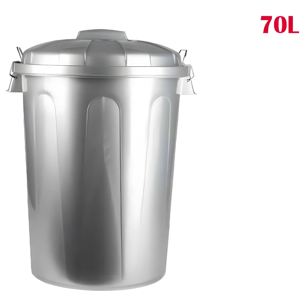 Drum Dustbin 70L Silver - Plastic Forte