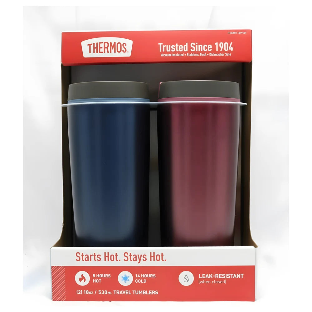 Stainless Steel Travel Tumbler 18oz 2 Pcs - Thermos