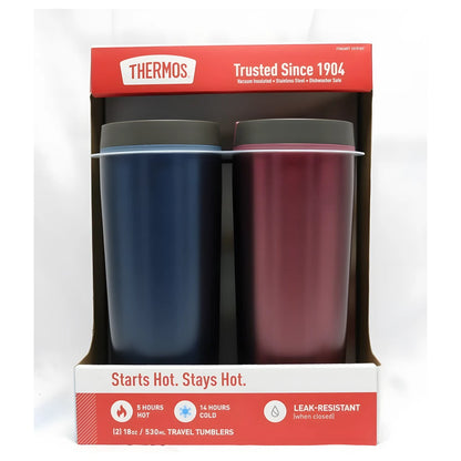Stainless Steel Travel Tumbler 18oz 2 Pcs - Thermos