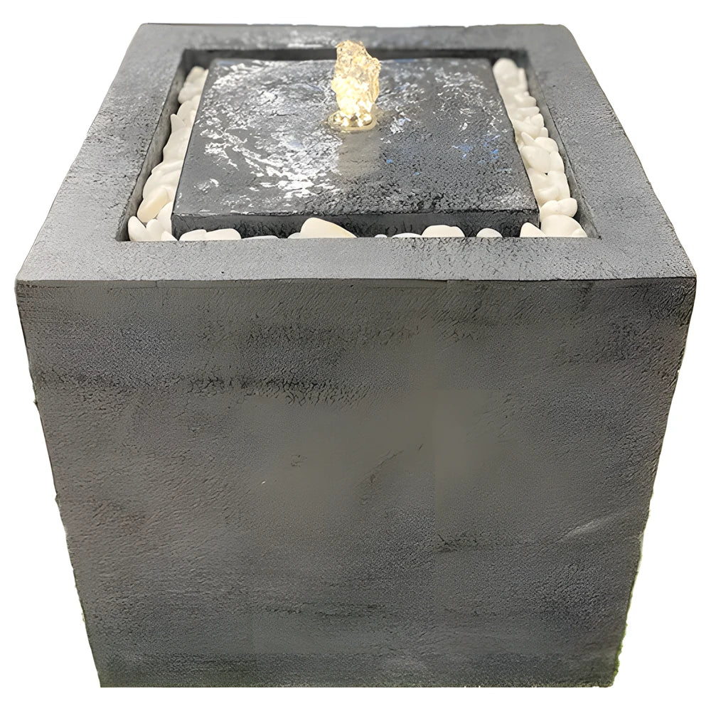 Lighted Square Bubbling Fountain Gray