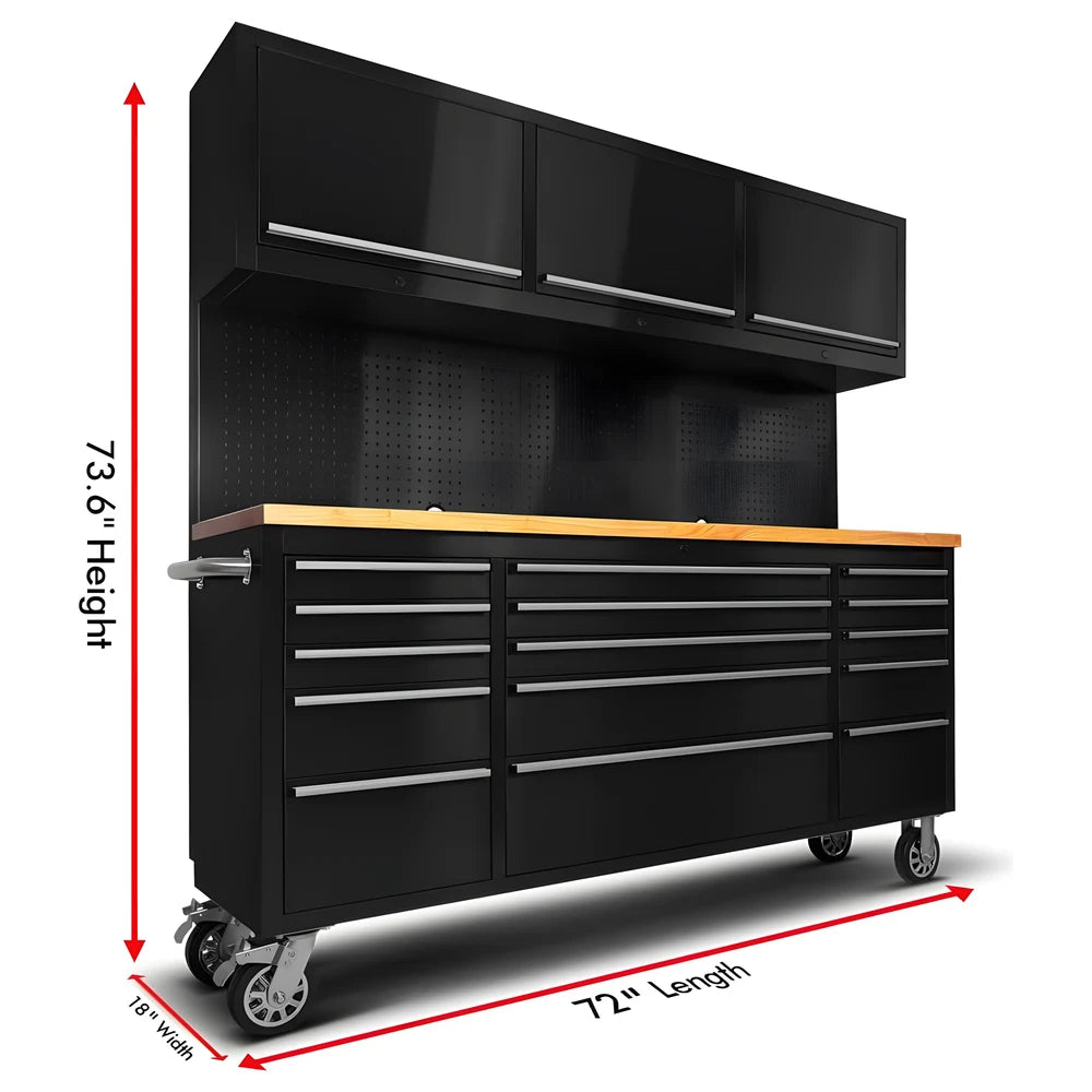 72" Mobile Workbench Tool Chest 15 Drawers - Copper Tailor