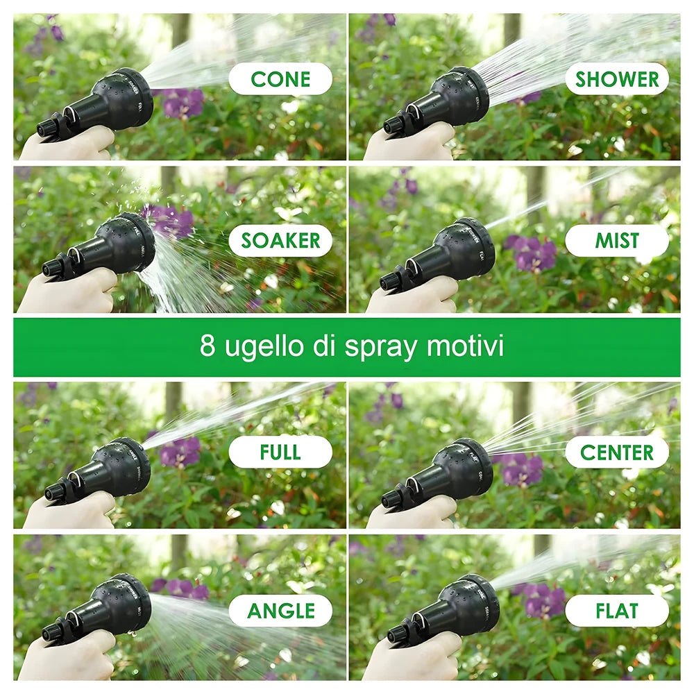 Expandable Garden Hose 22.5m 8-Function Gun