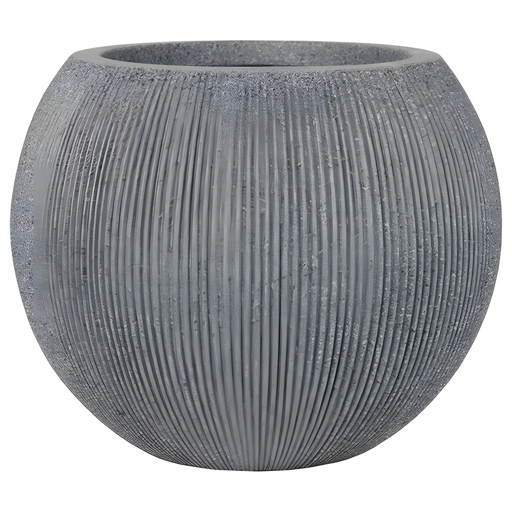 Nature Ridged Bowl Planter Grey