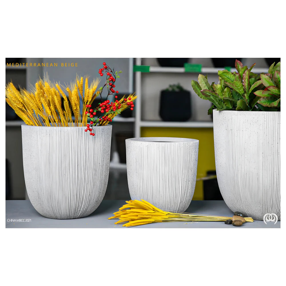 Nature Ridged Planter Beige