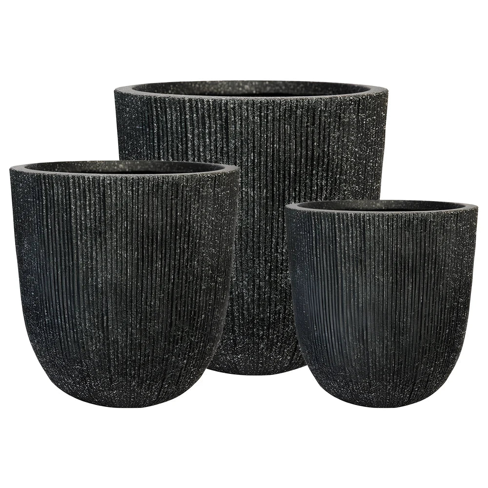 Nature Ridged Planter Mediterranean Black