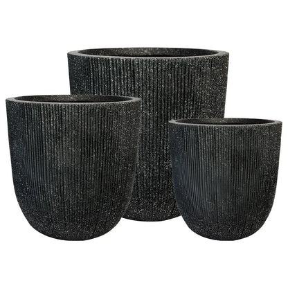 Nature Ridged Planter Mediterranean Black