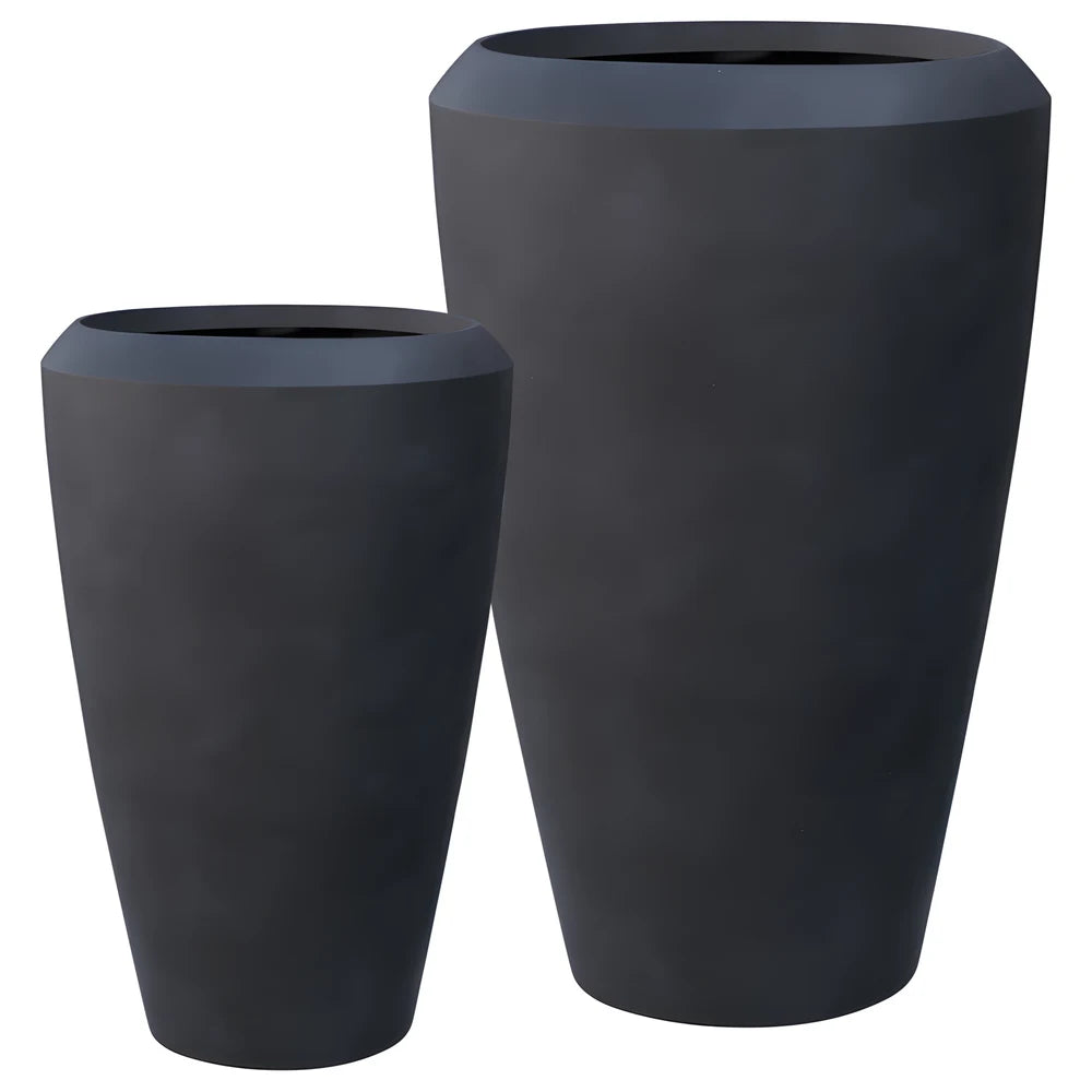 Linford Tall Round Planter Coal Black