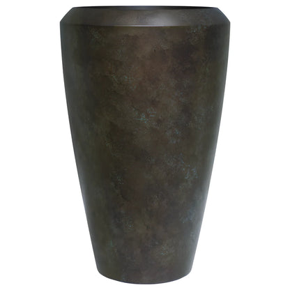 Linford Tall Round Planter Patina Metal