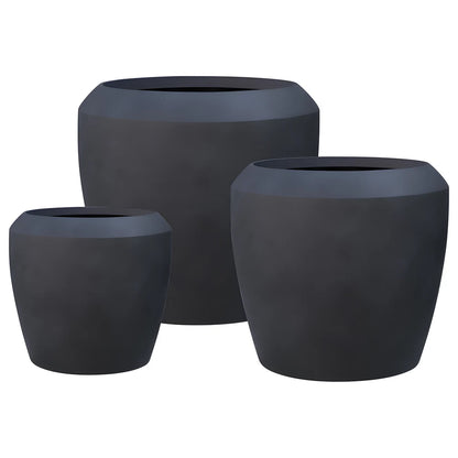 Linford Low Round Planter Coal Black