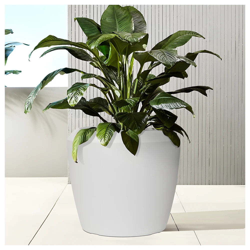 Linford Low Round Planter Chalk Beige