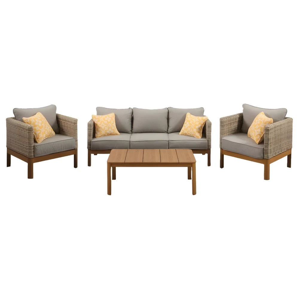 Aluminum Outdoor Sofa Set with Woven Arms
