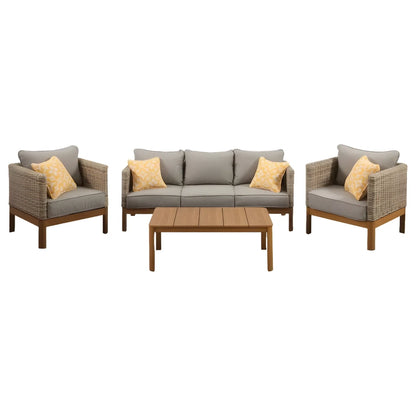 Aluminum Outdoor Sofa Set with Woven Arms