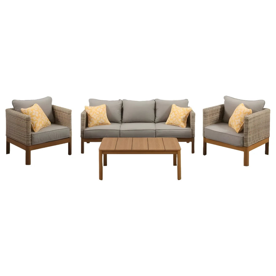 Aluminum Outdoor Sofa Set with Woven Arms