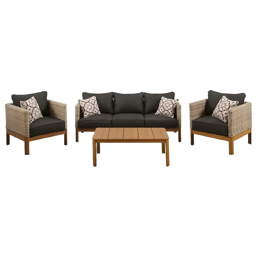 Aluminum Outdoor Sofa Set with Woven Arms