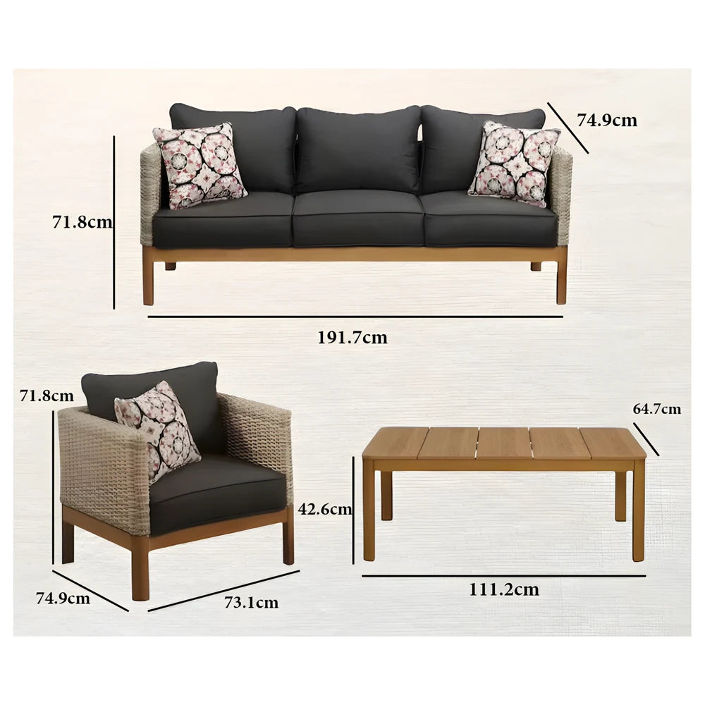 Aluminum Outdoor Sofa Set with Woven Arms