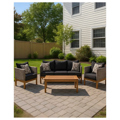 Aluminum Outdoor Sofa Set with Woven Arms