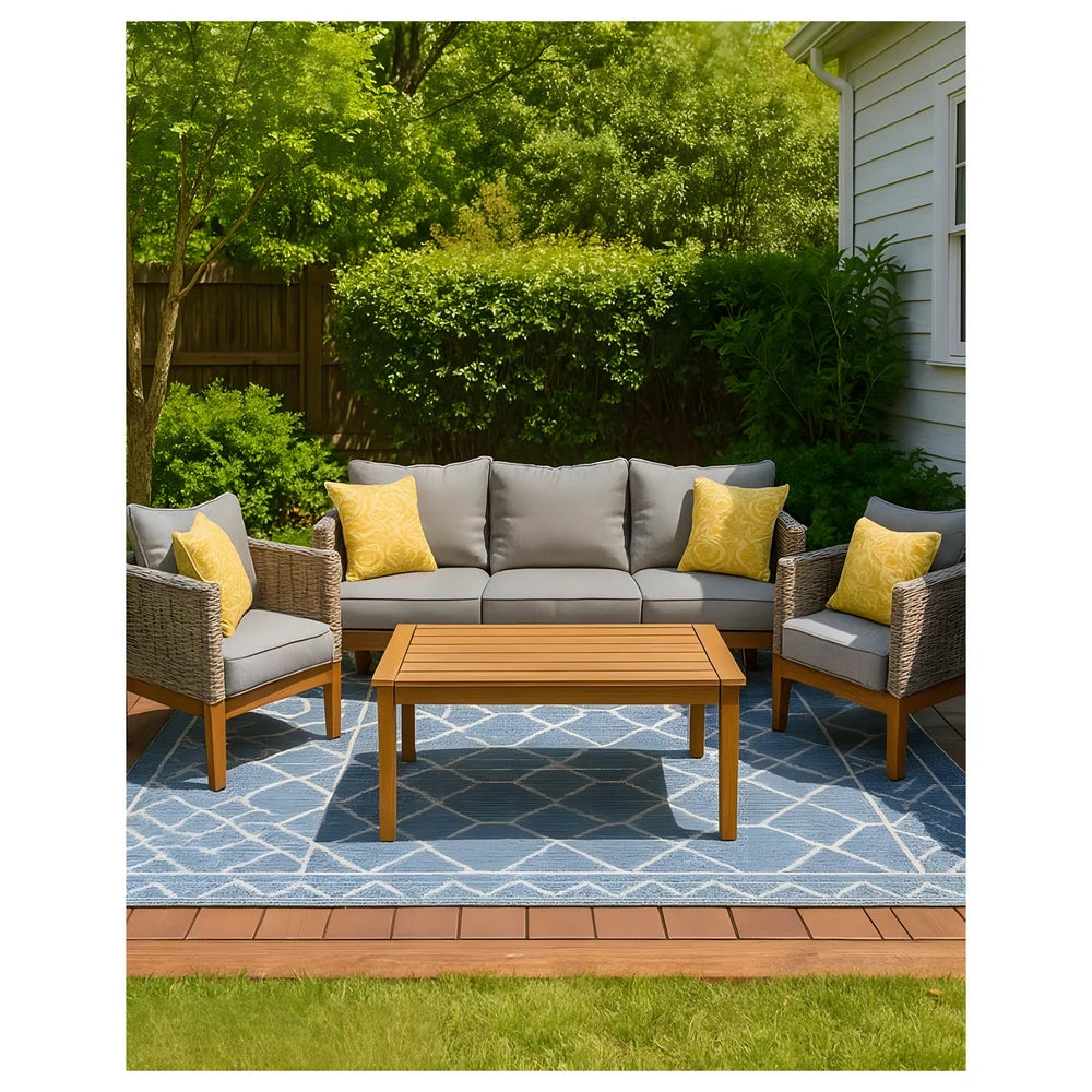 Aluminum Outdoor Sofa Set with Woven Arms