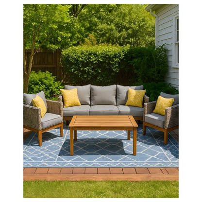 Aluminum Outdoor Sofa Set with Woven Arms