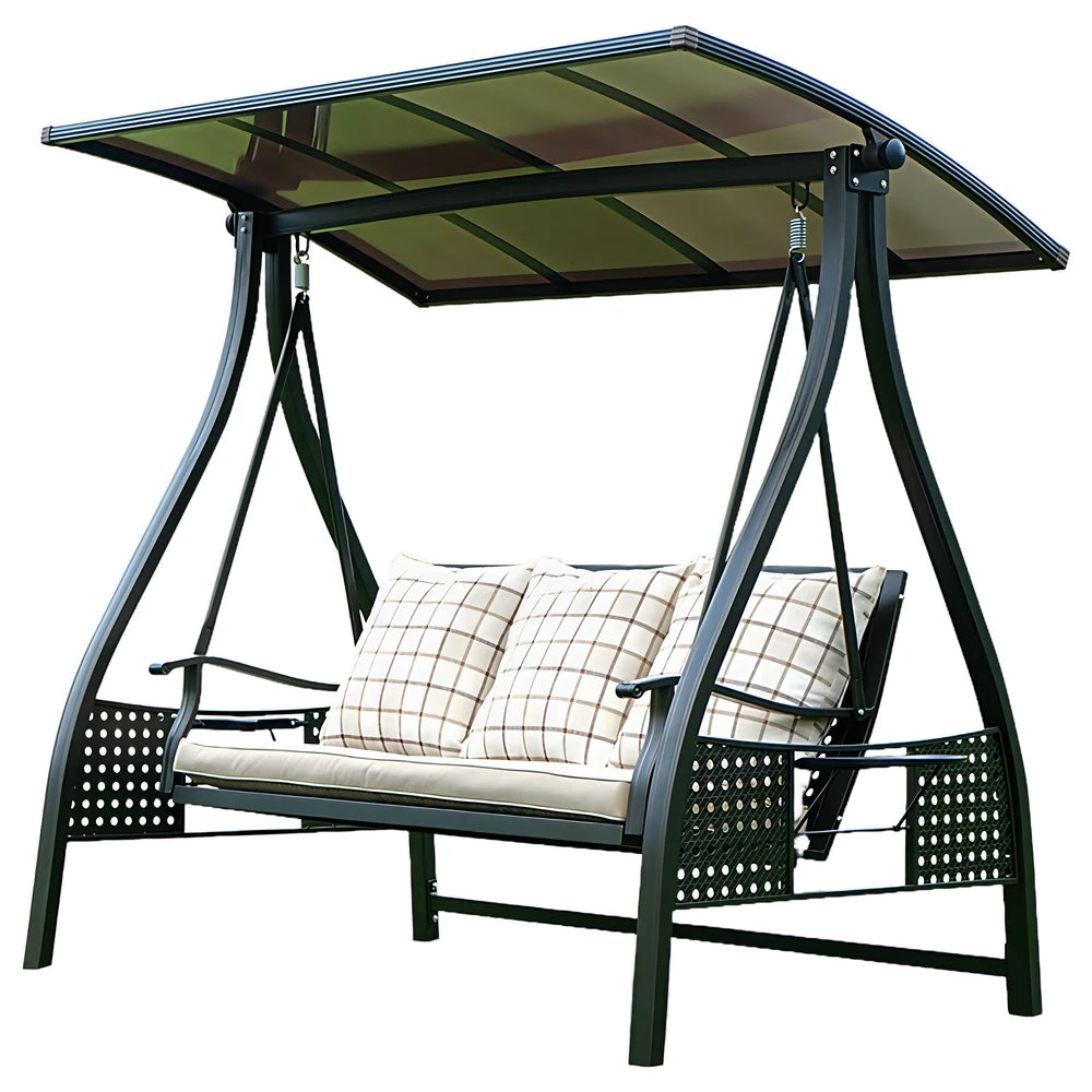 3-Seat Swing with Solar LED Roof