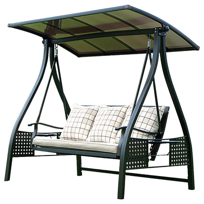3-Seat Swing with Solar LED Roof