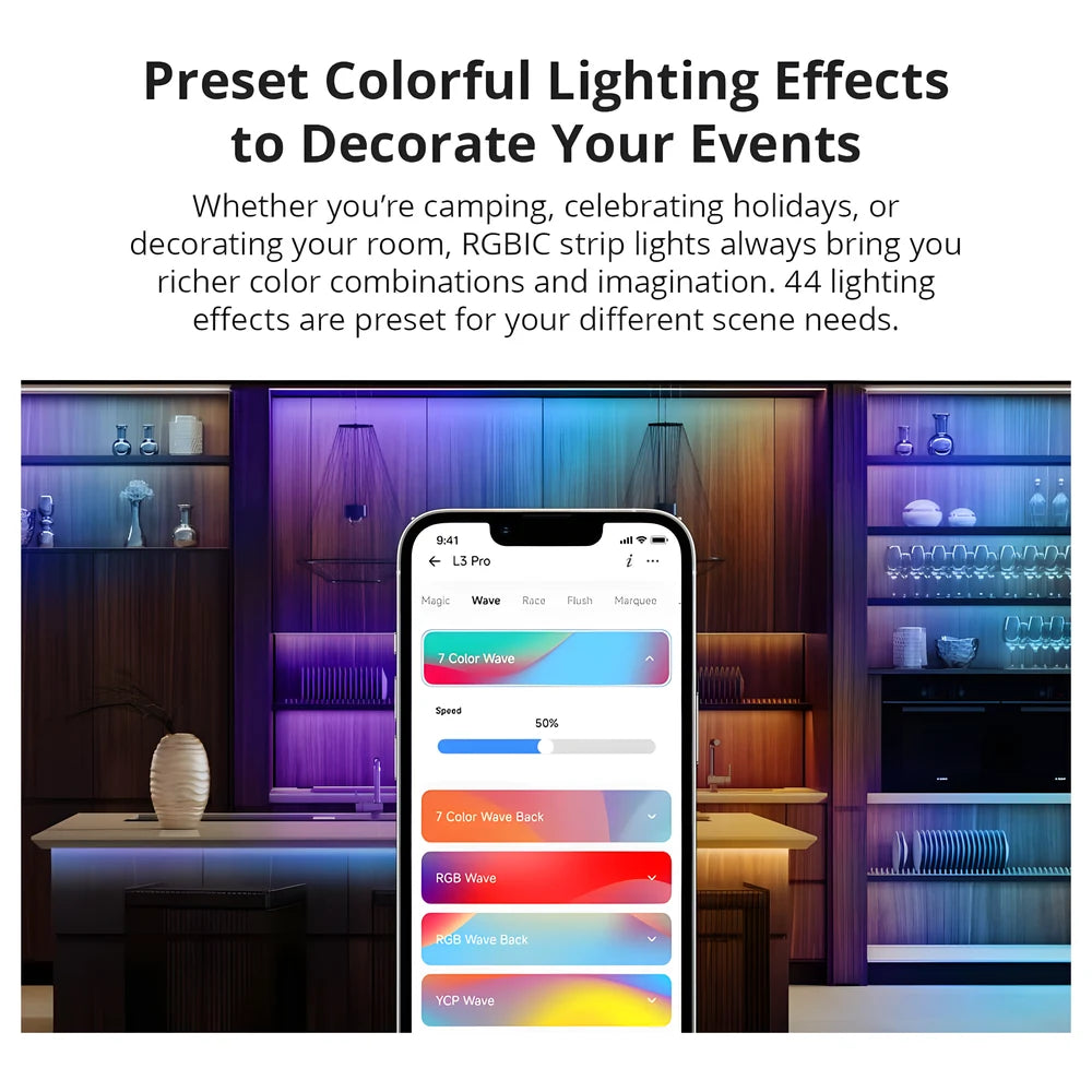 شريط LED ذكي RGBIC موديل L3 برو، 5 متر - سونوف