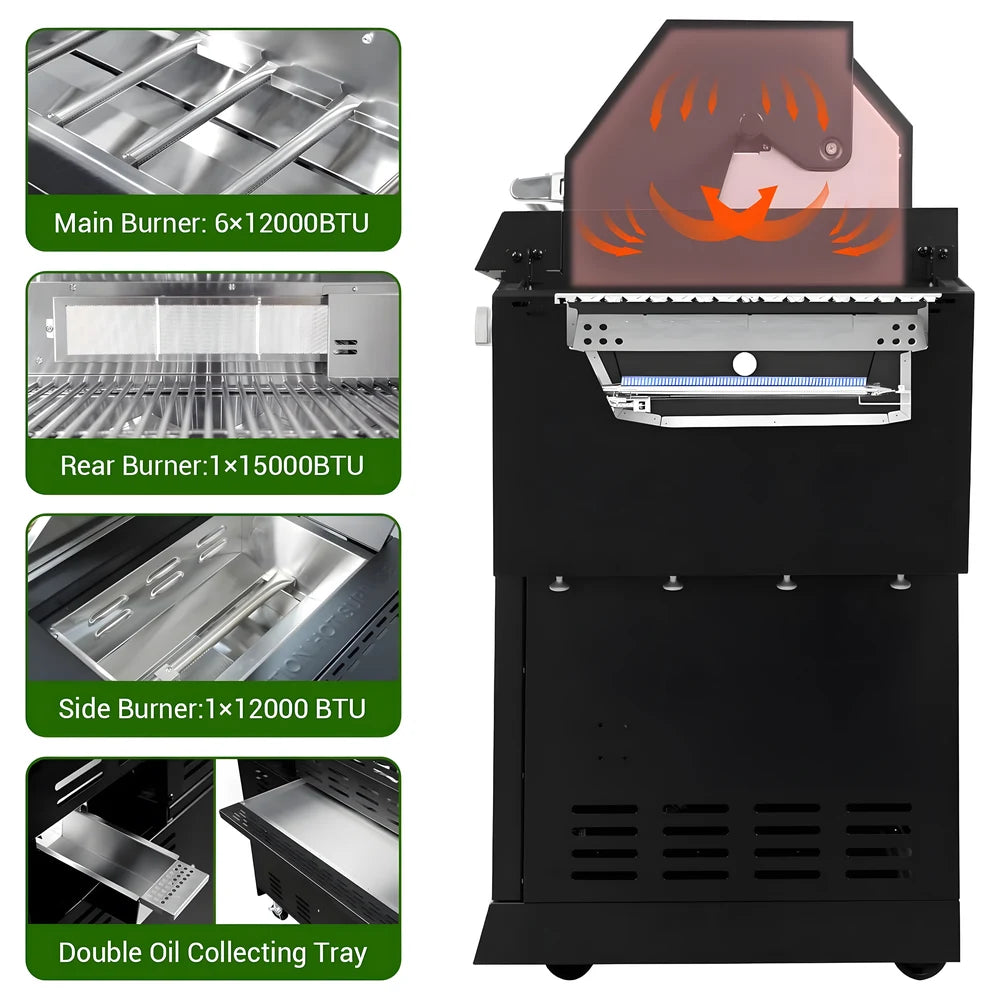 6-Burner Gas Grill with Side Shelf