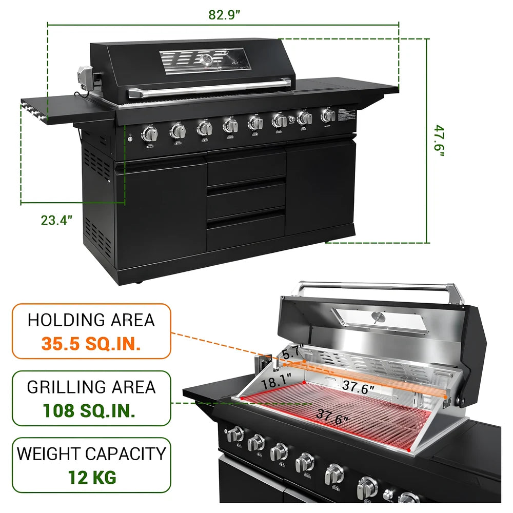 6-Burner Gas Grill with Side Shelf