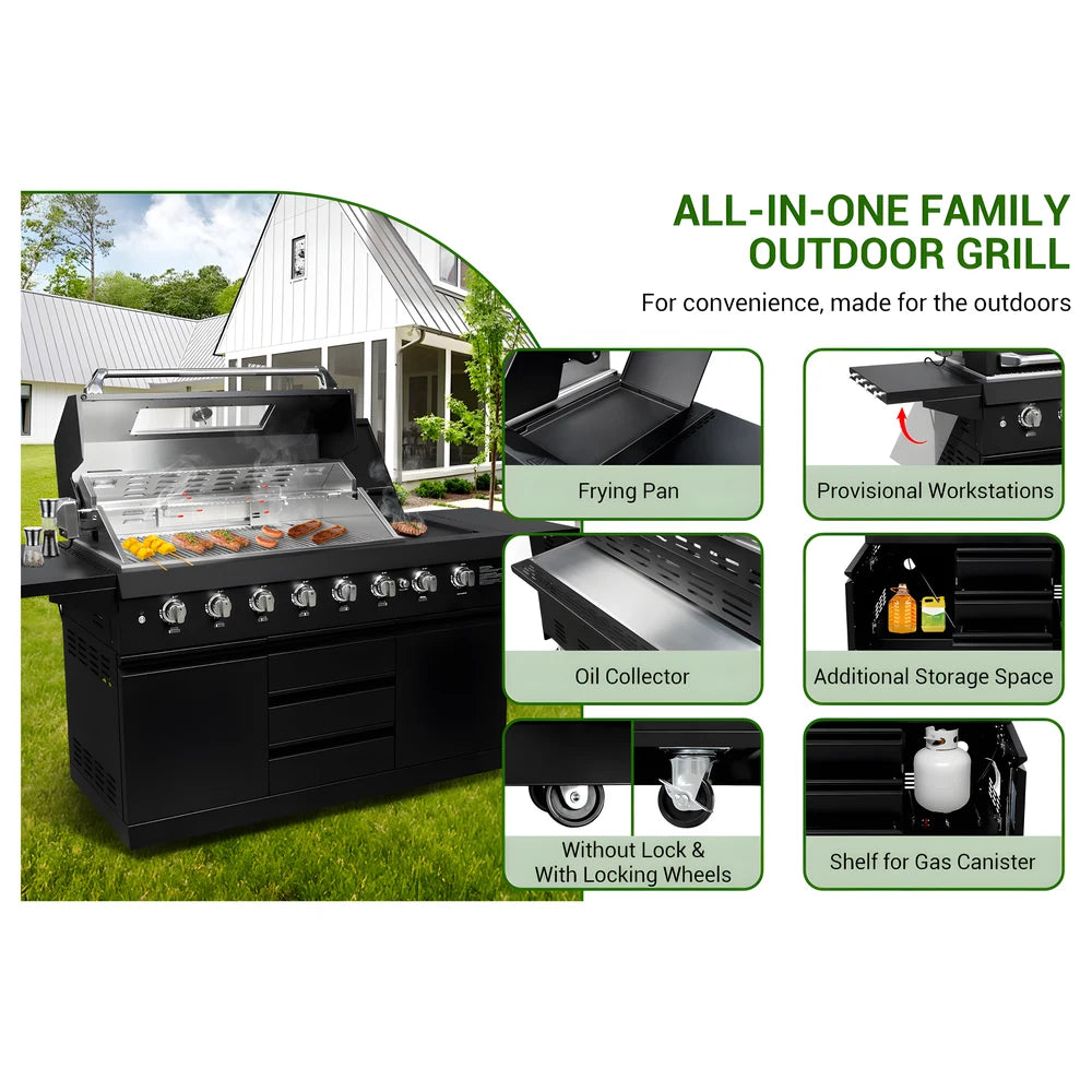 6-Burner Gas Grill with Side Shelf