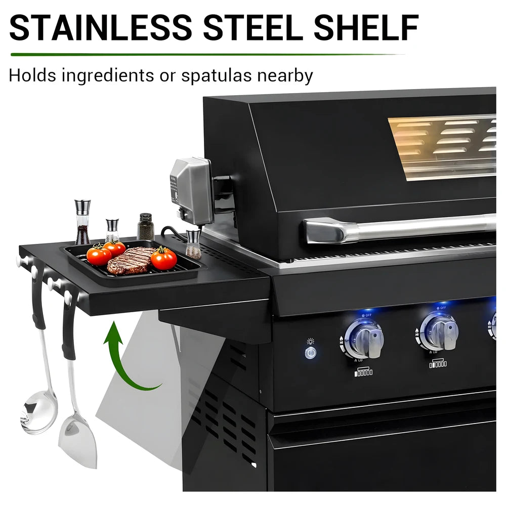 6-Burner Gas Grill with Side Shelf