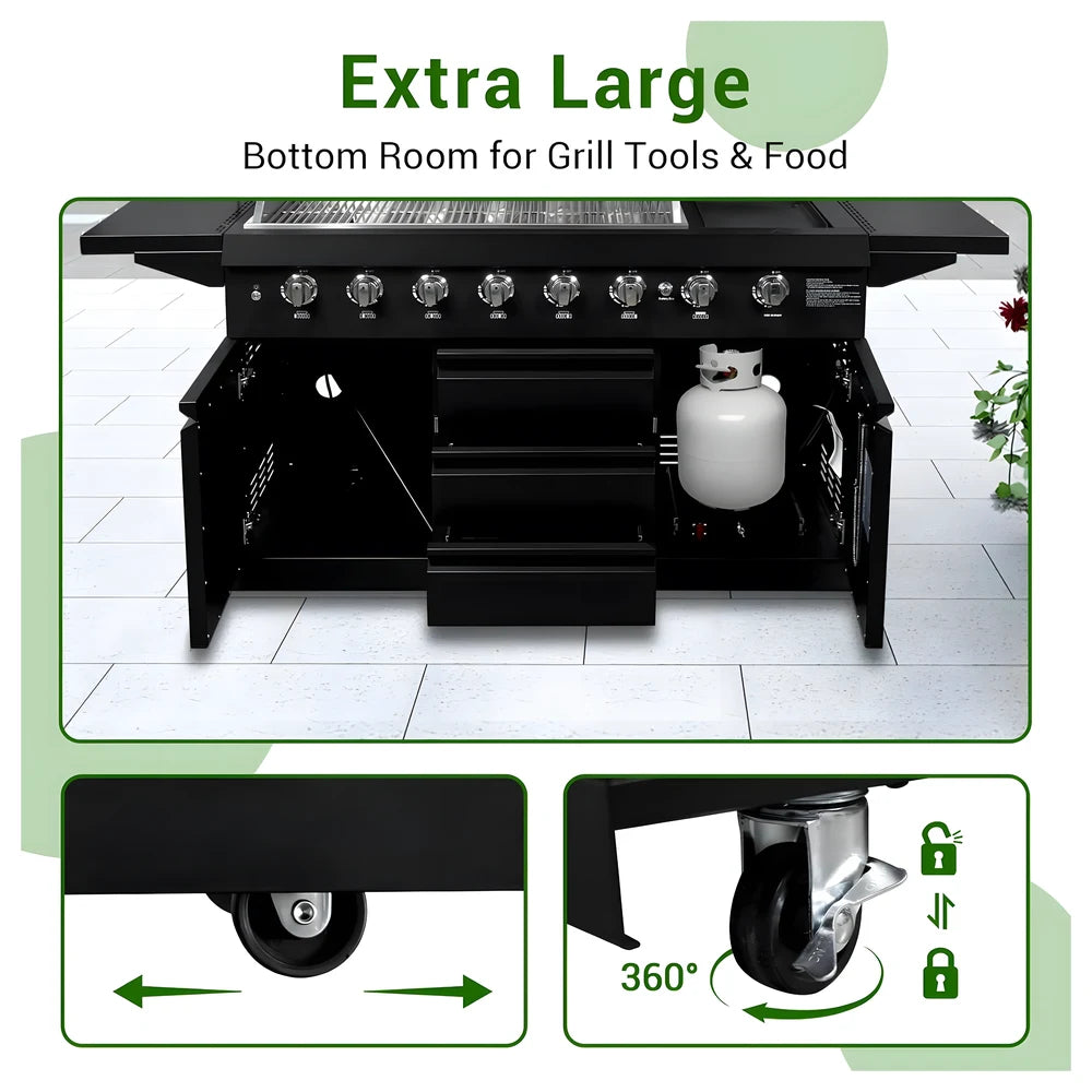 6-Burner Gas Grill with Side Shelf