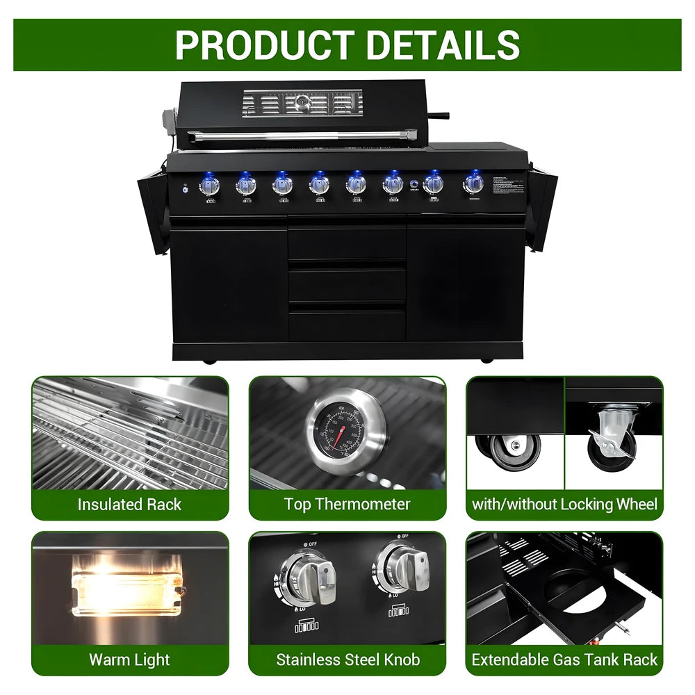 6-Burner Gas Grill with Side Shelf