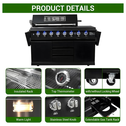 6-Burner Gas Grill with Side Shelf
