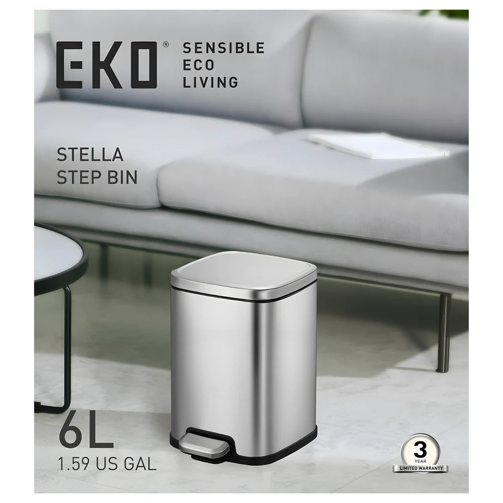 Stella Step Bin 6L Matt Black - EKO
