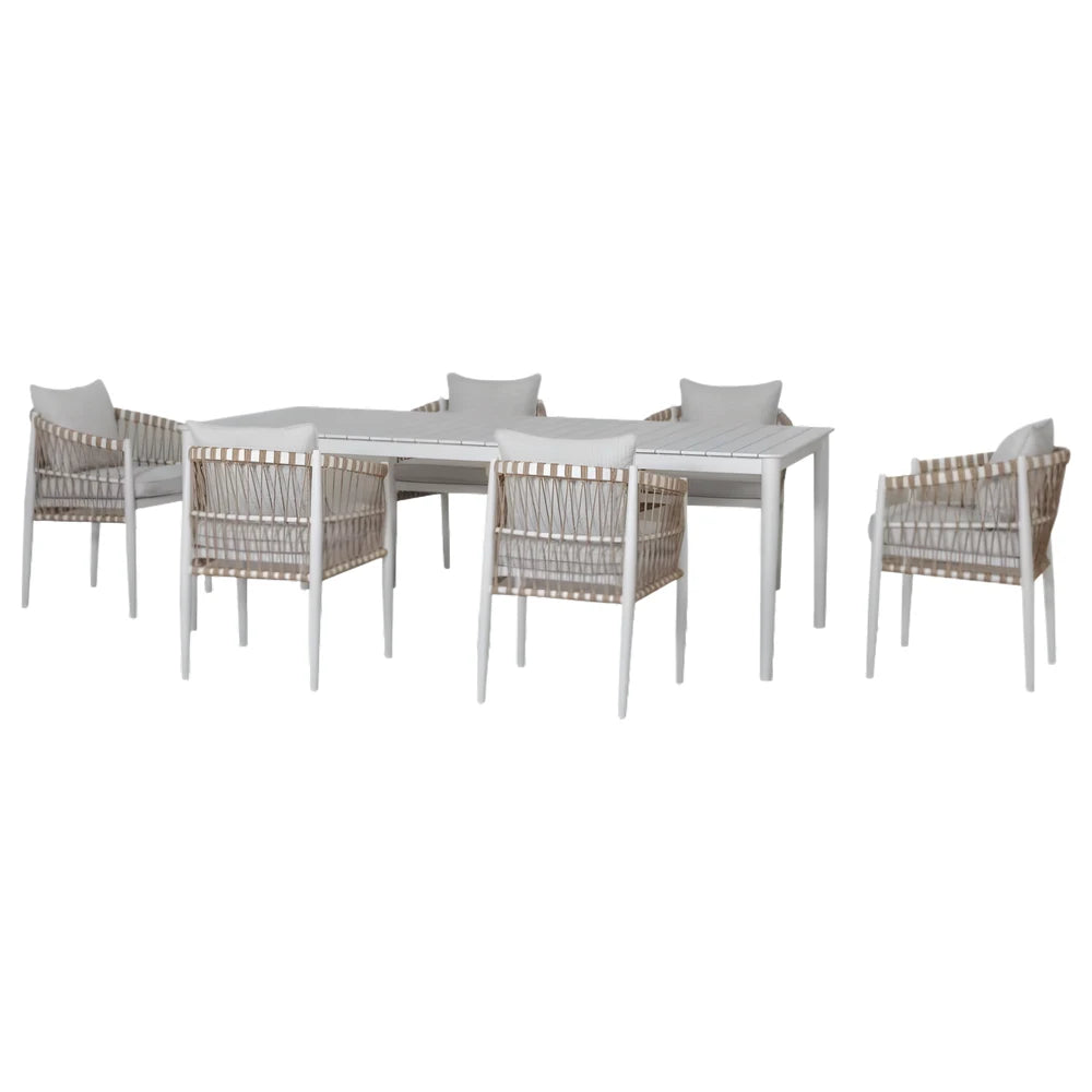 6-Seater Aluminium & Rattan Dining Set