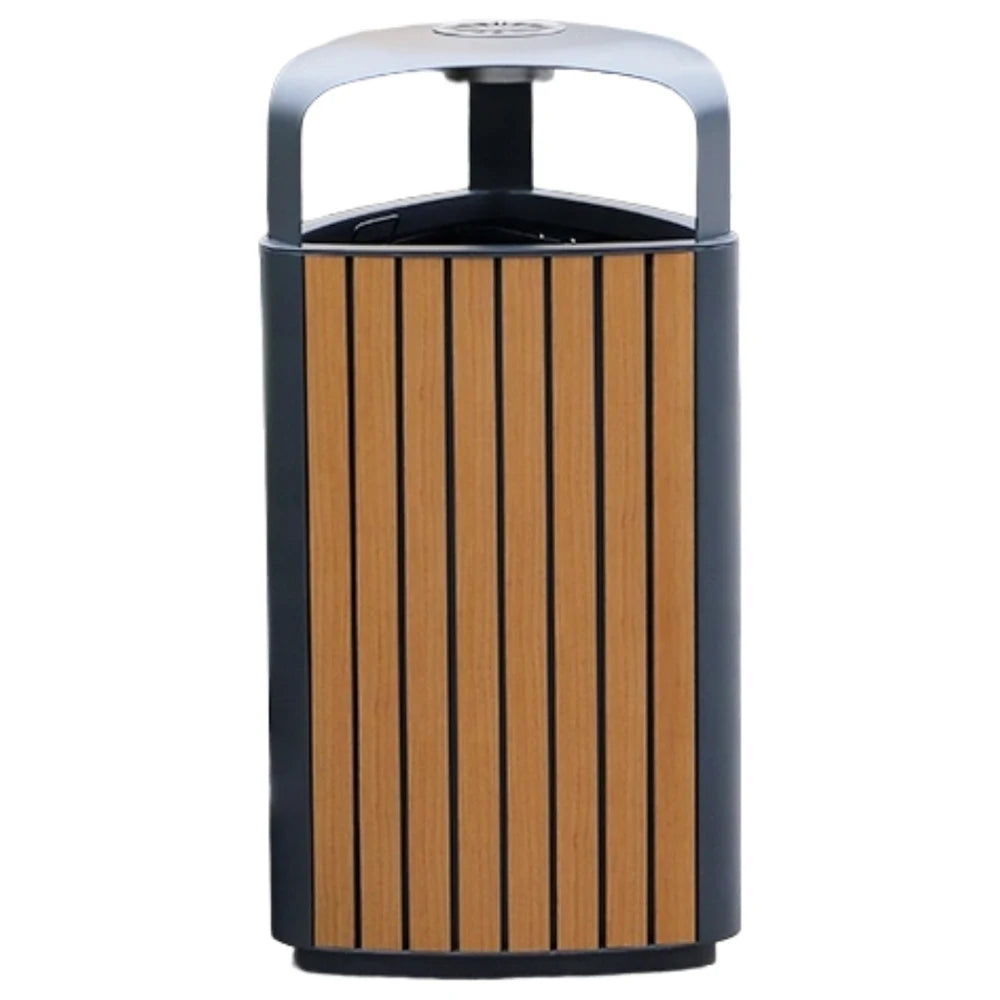 WPC Wood Slat Lockable Trash Bin